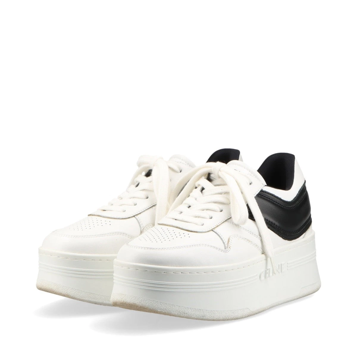 CELINE ホワイトレザー スニーカー セリーヌ ブロックスニーカー レザー スニーカー 36 レディース