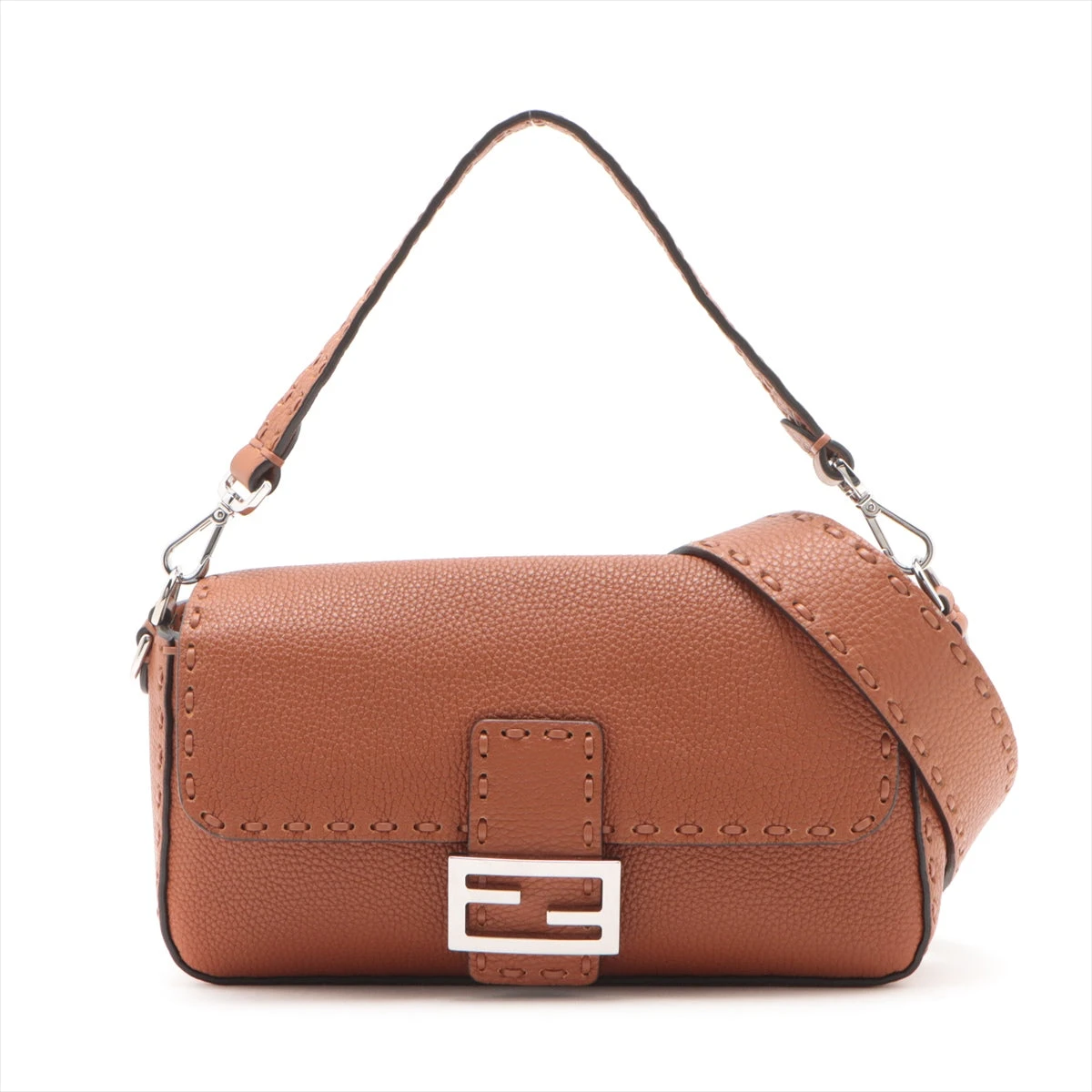 FENDI ナッパレザー ハンドバッグ（パープル×ブラウン）（フェンディ  