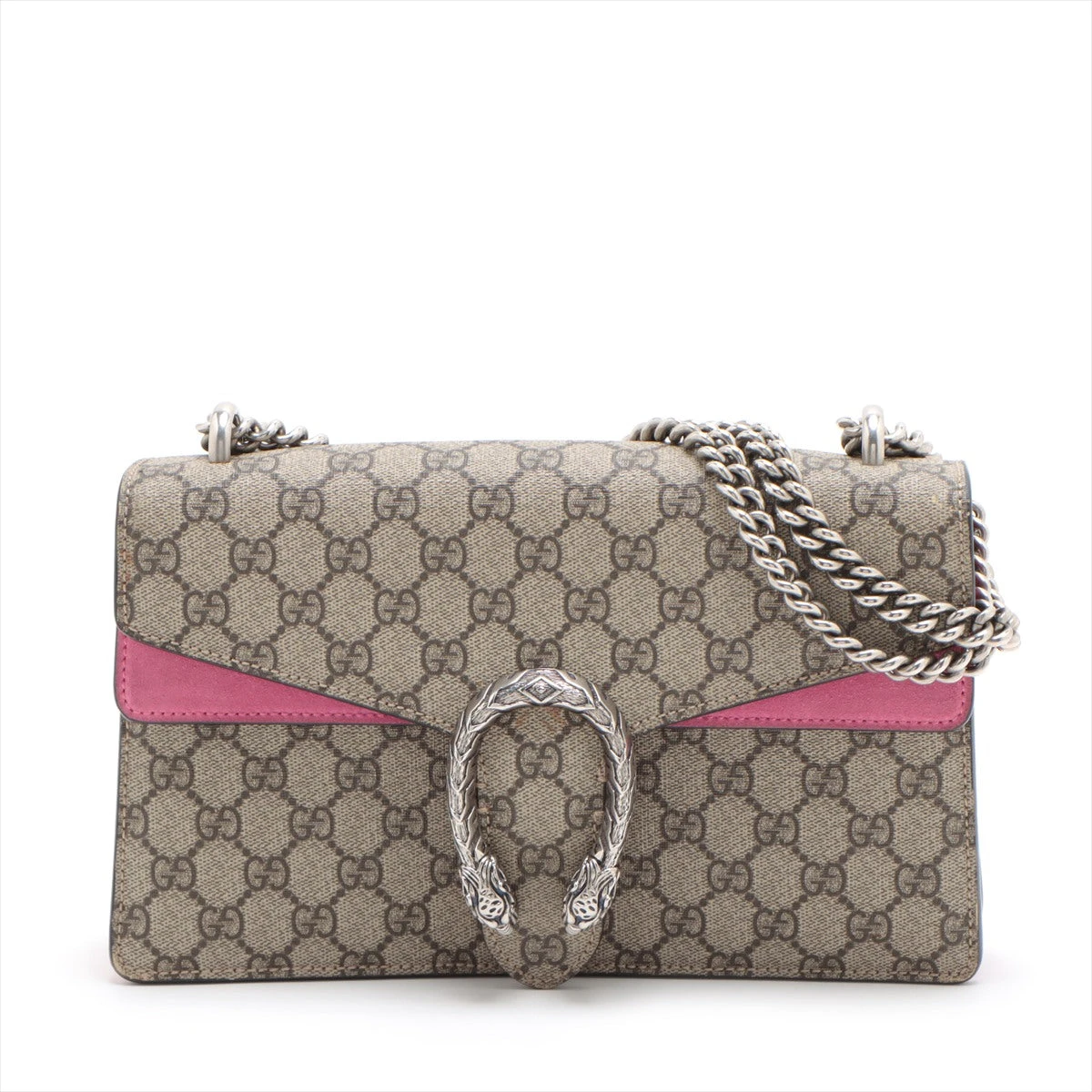 グッチ GGスプリーム PVC×スエード チェーンショルダーバッグ ベージュ