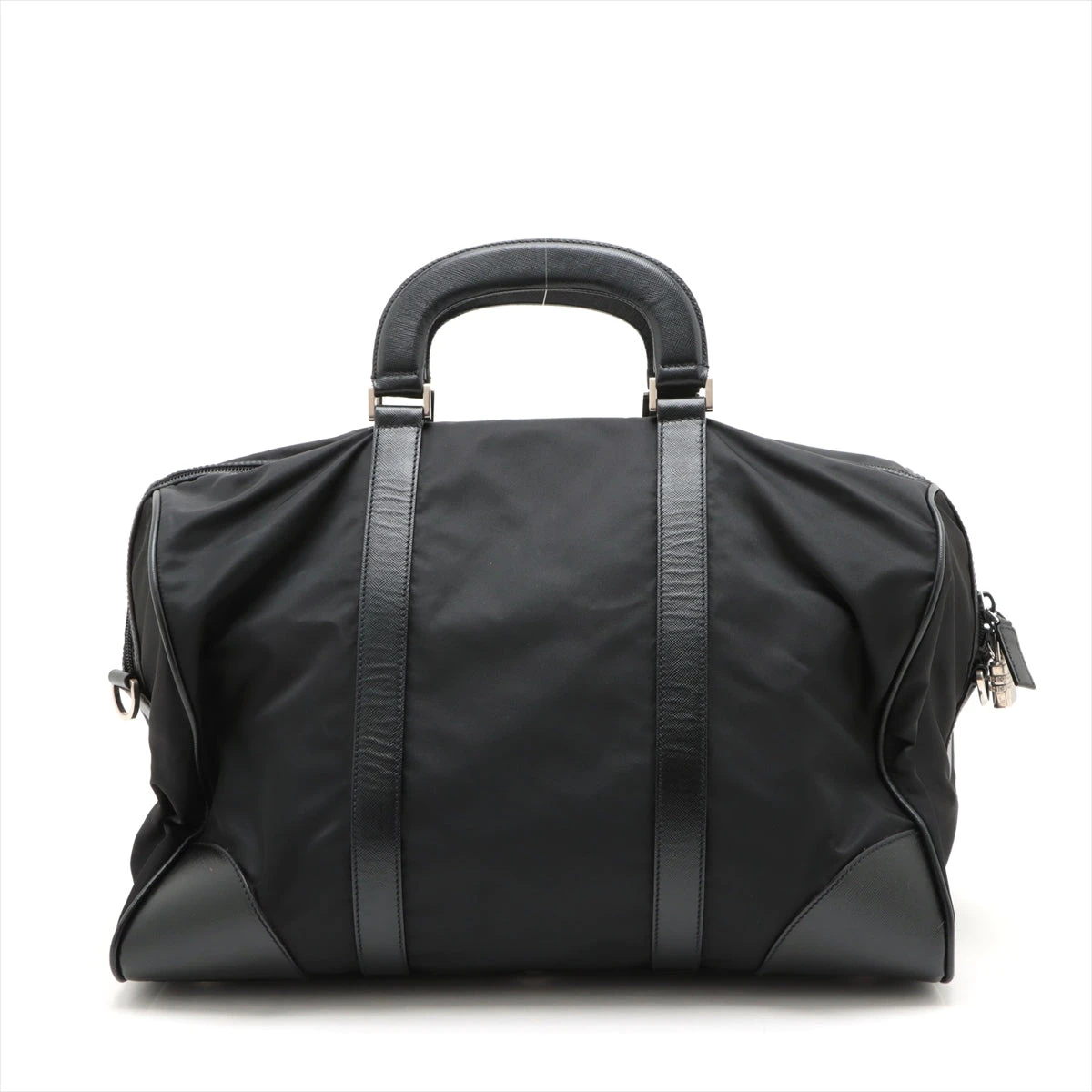 【極美品✨】プラダ ボストンバッグ 2WAY 南京錠 テスートナイロン ブラック プラダ テスート ナイロン×レザー 2WAYボストンバッグ ブラック