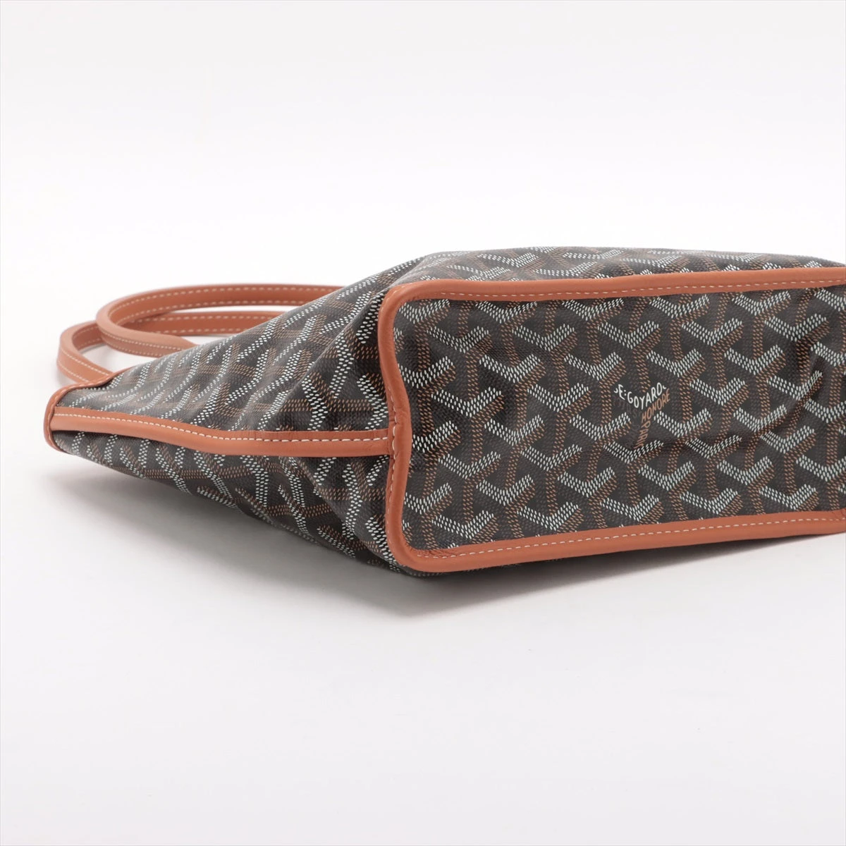 GOYARD【ゴヤール】サンルイ ジュニア ブラック×ブラウン ゴヤール サンルイジュニア PVC×レザー ハンドバッグ ブラック