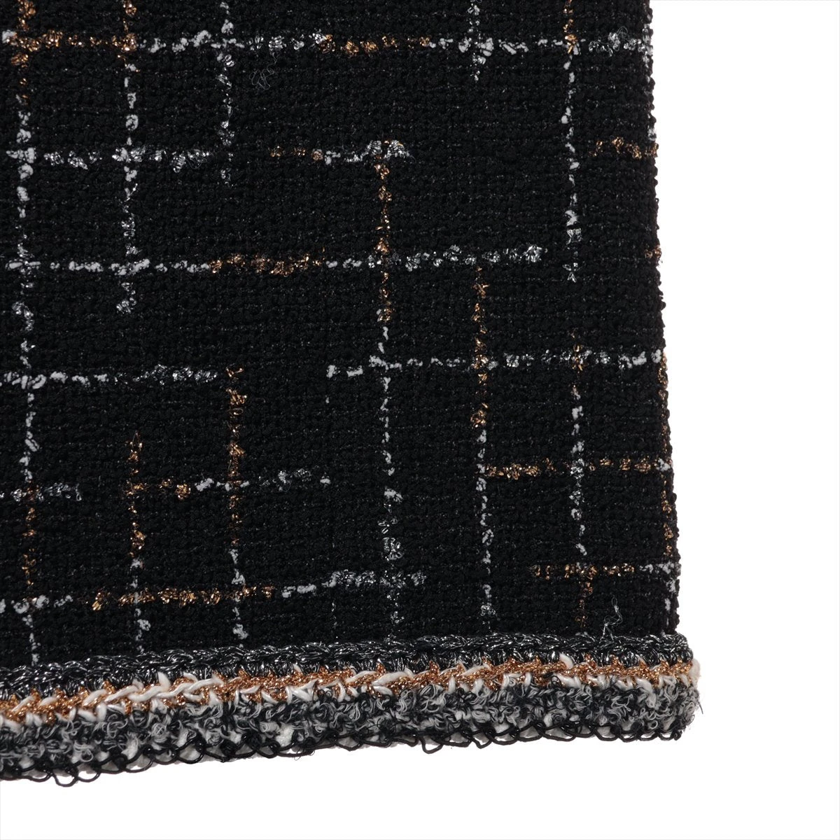 シャネル ココボタン ウール×ナイロン スカート 34 ブラック