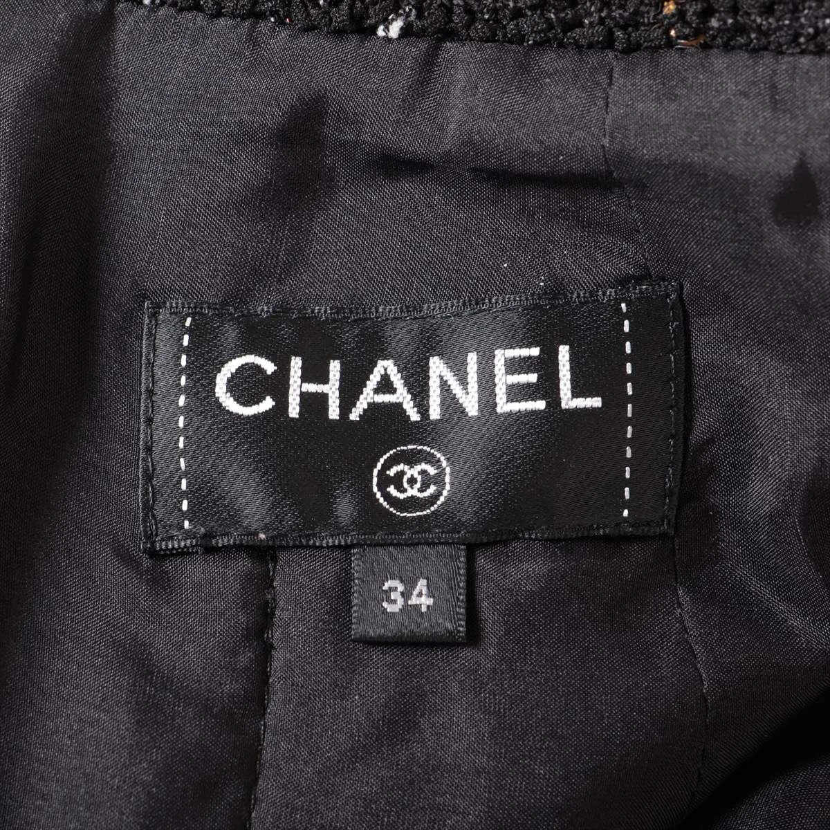 シャネル ココボタン ウール×ナイロン スカート 34 ブラック