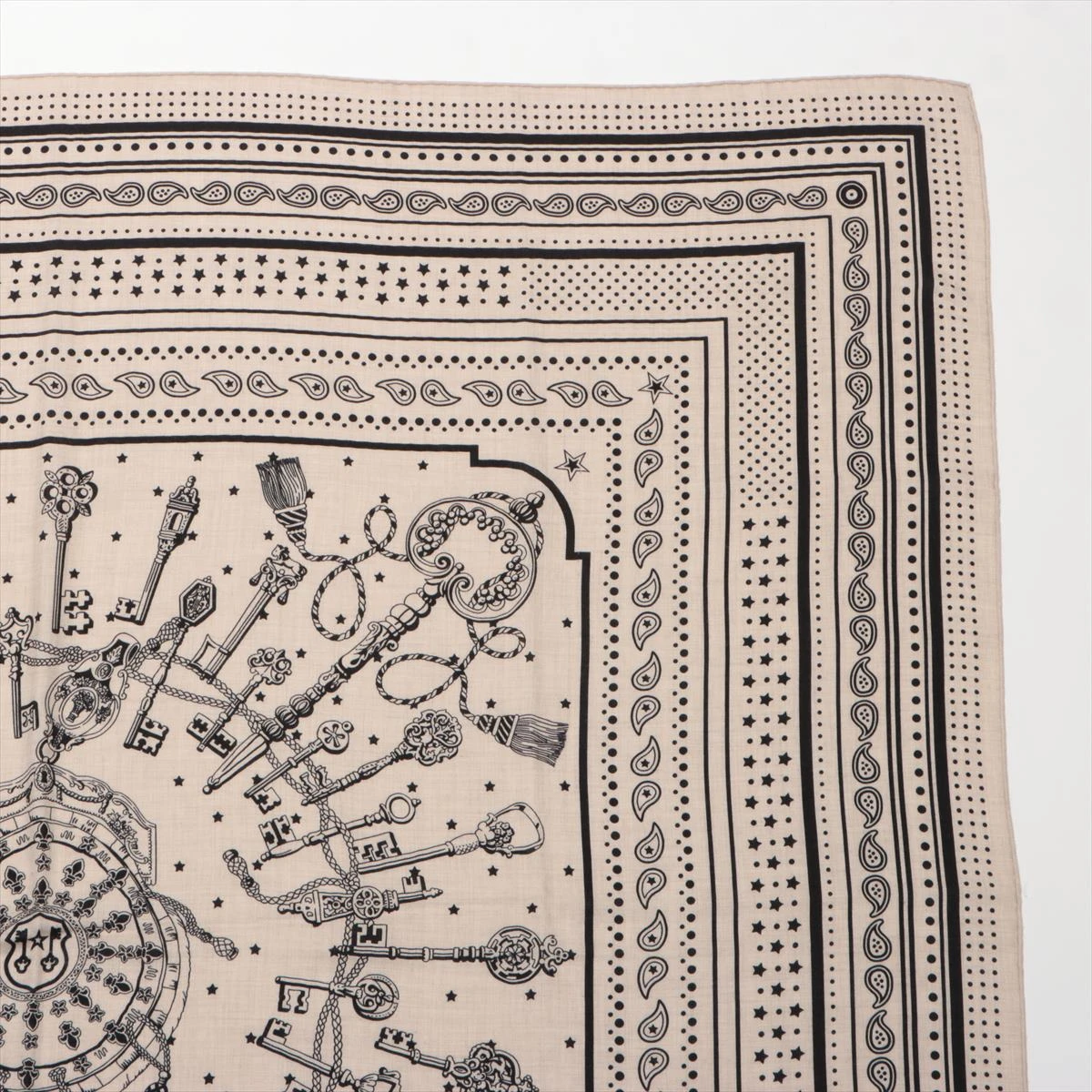 エルメス カレジェアン Les Cles Bandana 鍵 ストール カシミヤ
