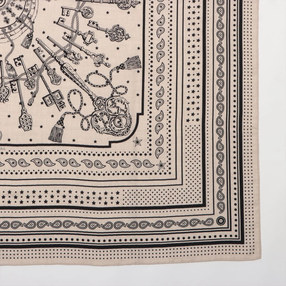 エルメスカシミヤシルク鍵デザイン エルメス カレジェアン Les Cles Bandana 鍵 ストール カシミヤ