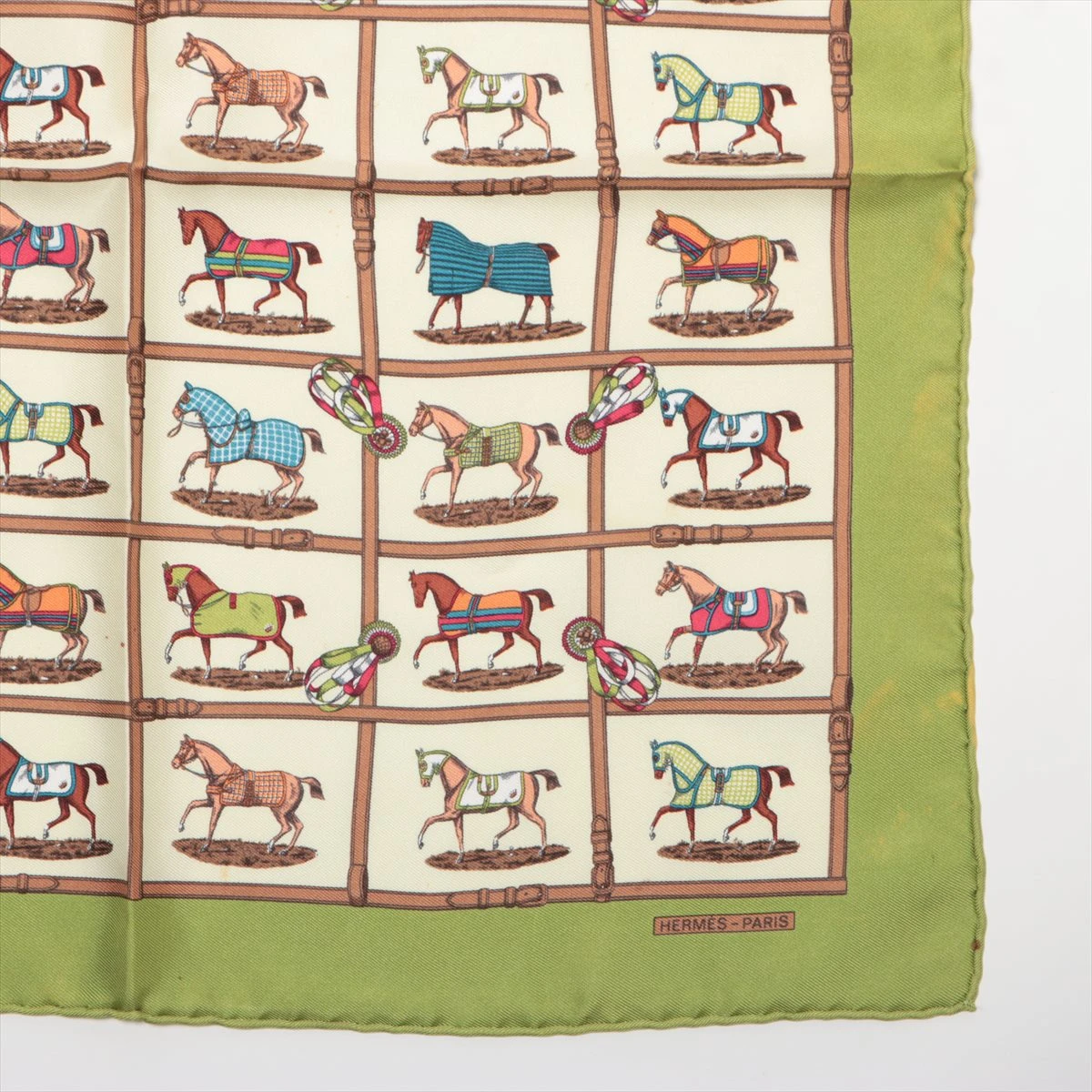 エルメス カレ45 パドックにいる48頭の馬 スカーフ シルク