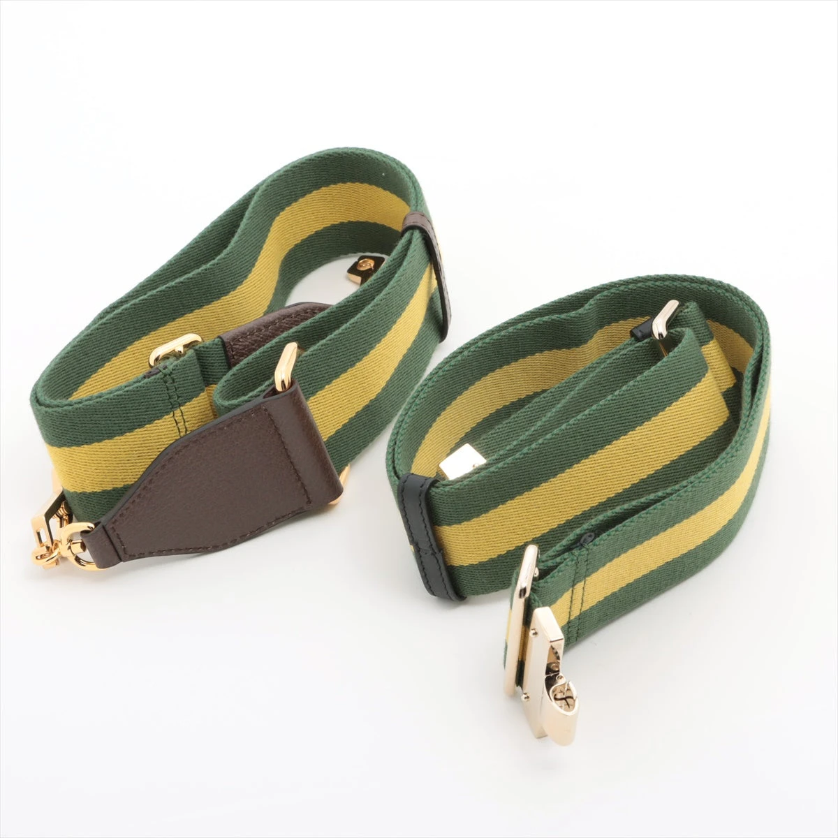 グッチ ショルダーストラップ キャンバス×レザー グリーン×イエロー 2