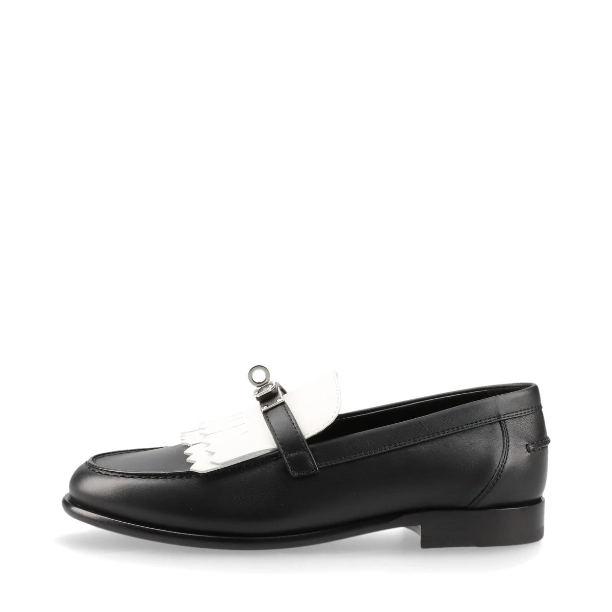 HERMES ホワイト・ブラック ローファー 36.5