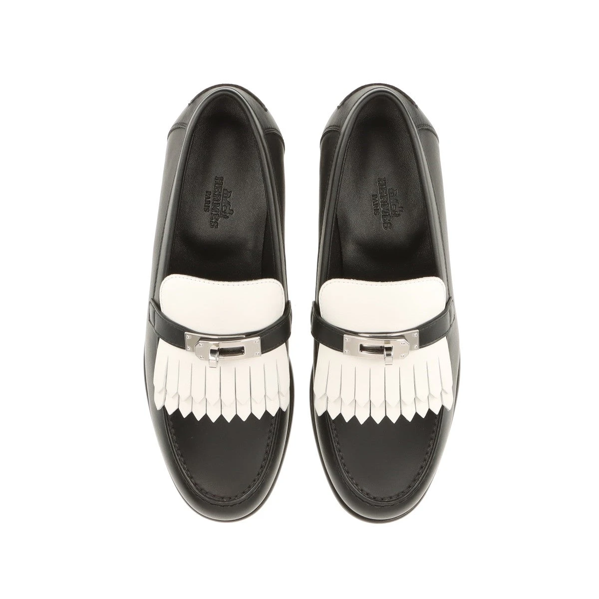 HERMES ホワイト・ブラック ローファー 36.5