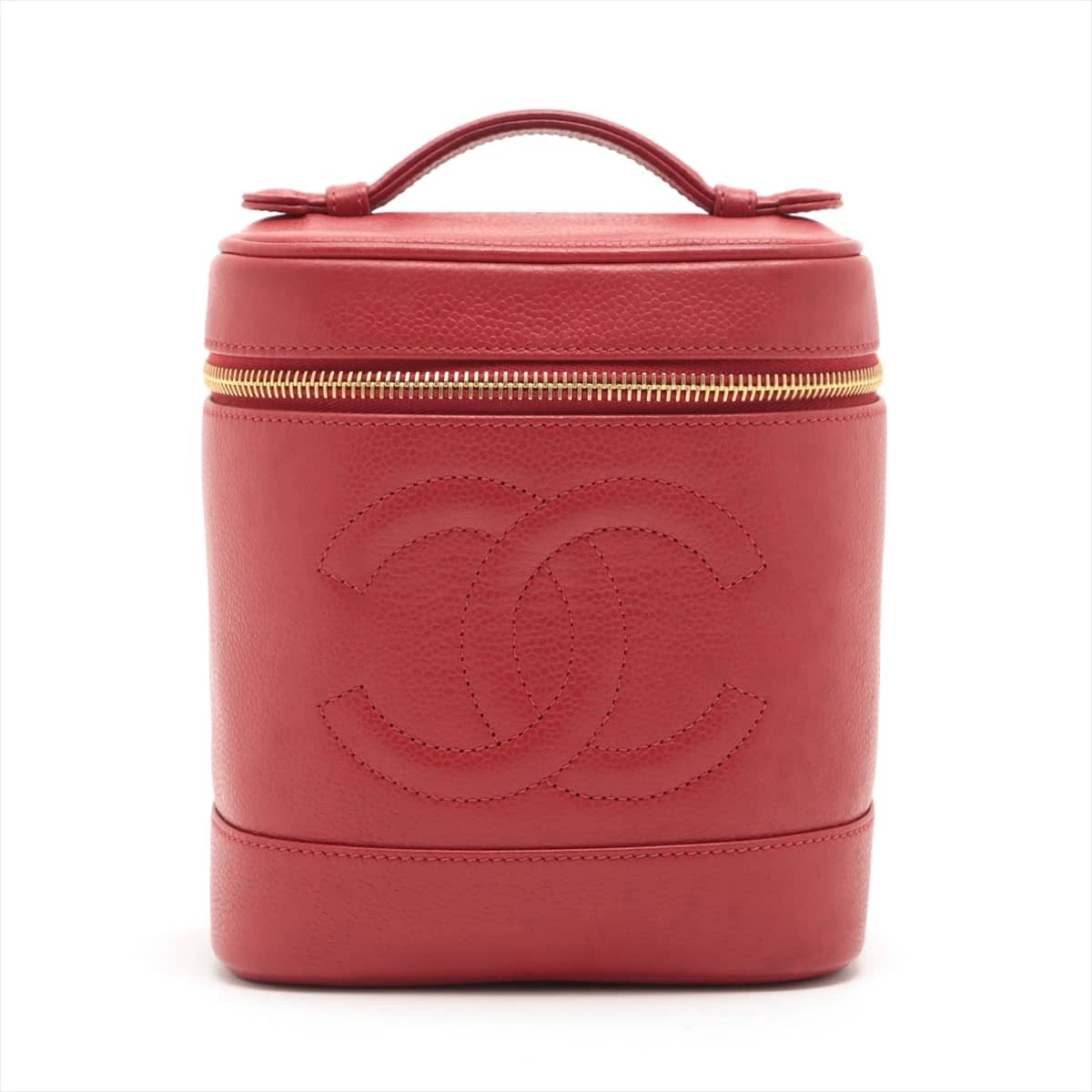 CHANEL バニティバックココマーク　レッド シャネル ココマーク キャビアスキン バニティバッグ レッド