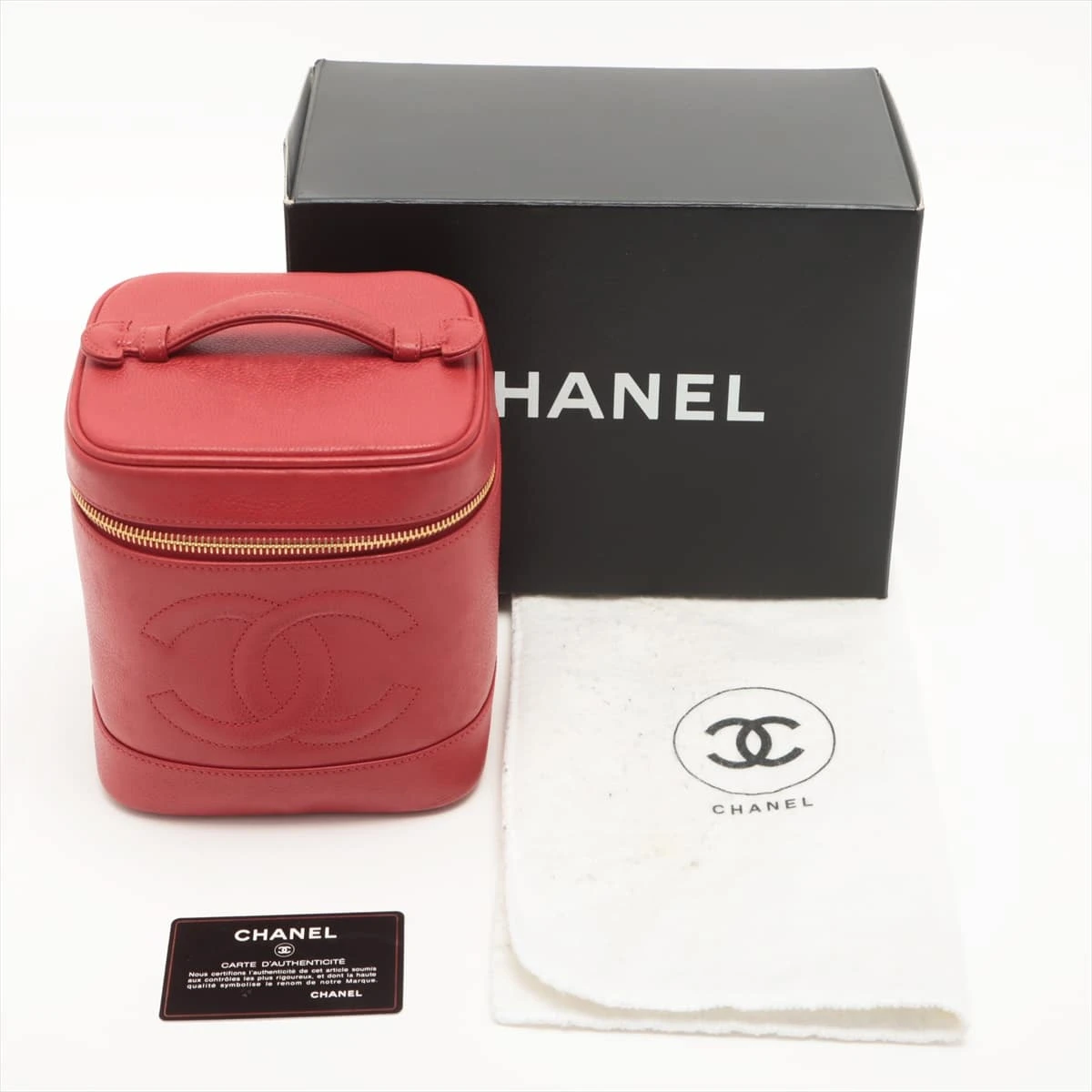 【目を惹くレッド♡】CHANEL★ ヴァニティバッグ シャネル ココマーク キャビアスキン バニティバッグ レッド