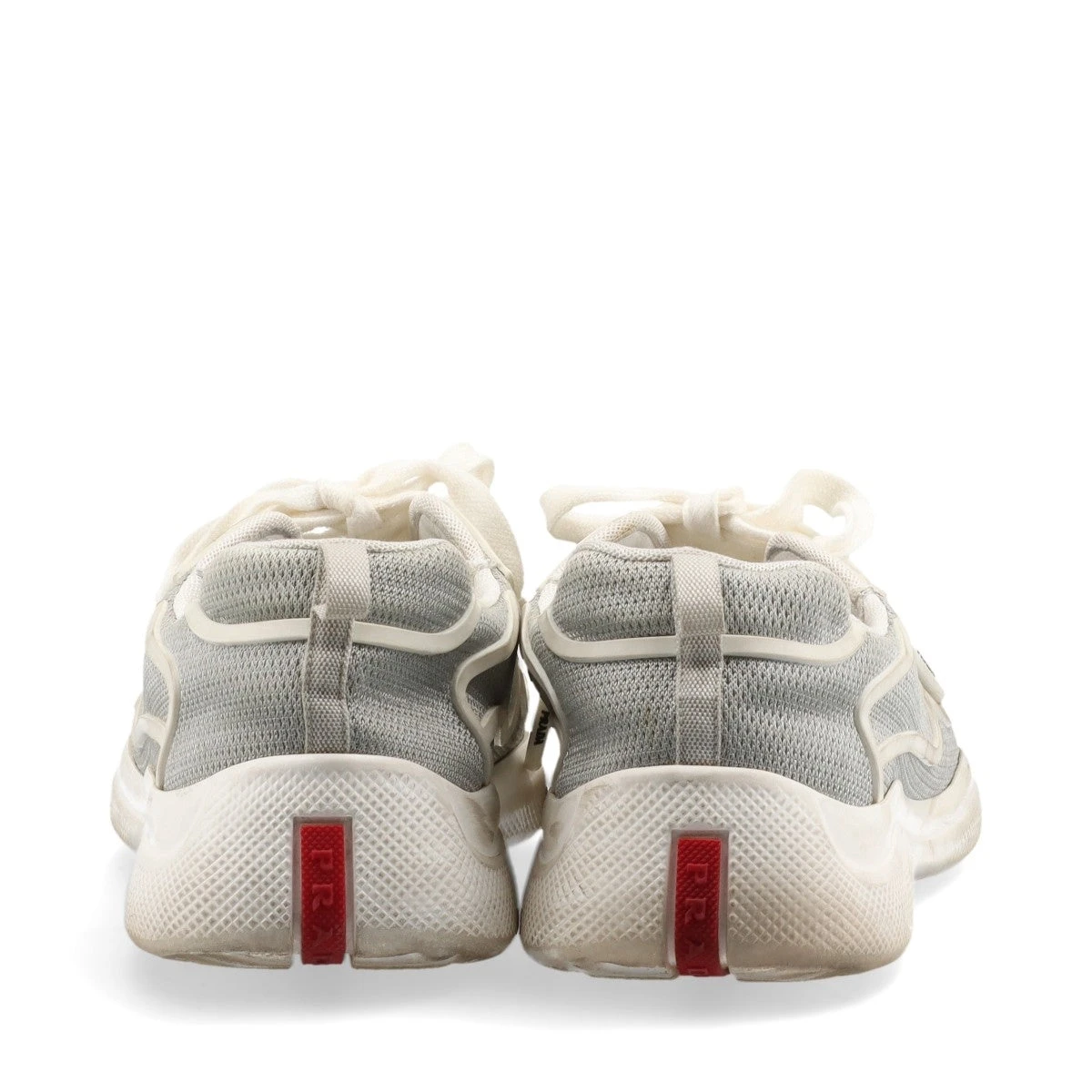 プラダスポーツ メッシュ×ラバー スニーカー 6 メンズ グレー×ホワイト