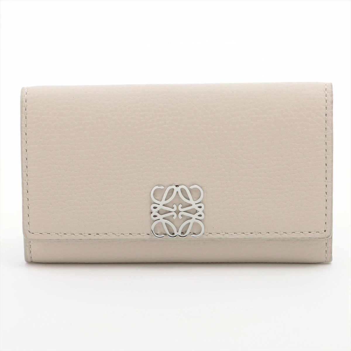 Anagram key case in pebble grained calfskin Beige - LOEWE