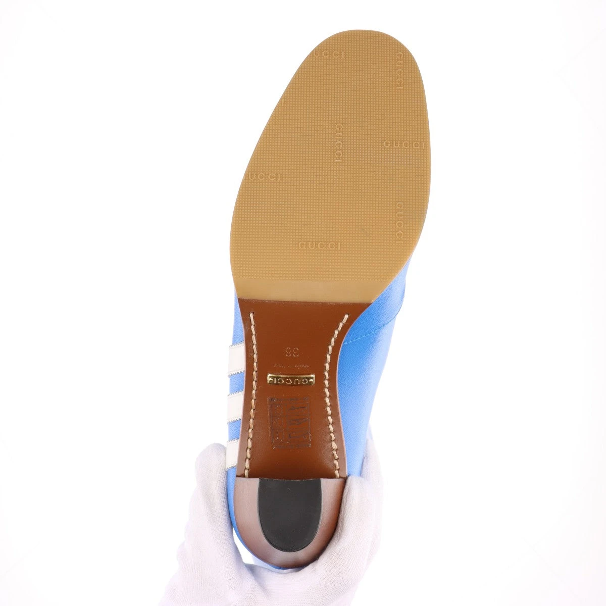 グッチ アディダス レザー サイドライン ロングブーツ ブルー 【公式通販】