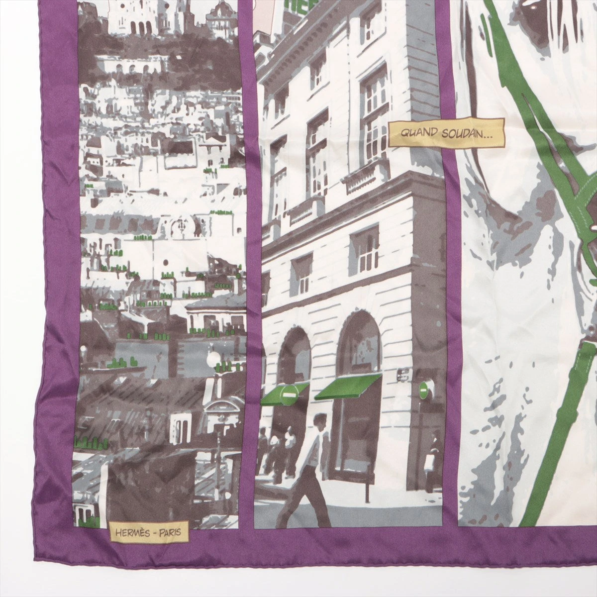 HERMES エルメス カレ QUAND SOUDAIN その時、突然！ エルメス カレ65 QUAND SOUDAIN スカーフ シルク パープル A3059311