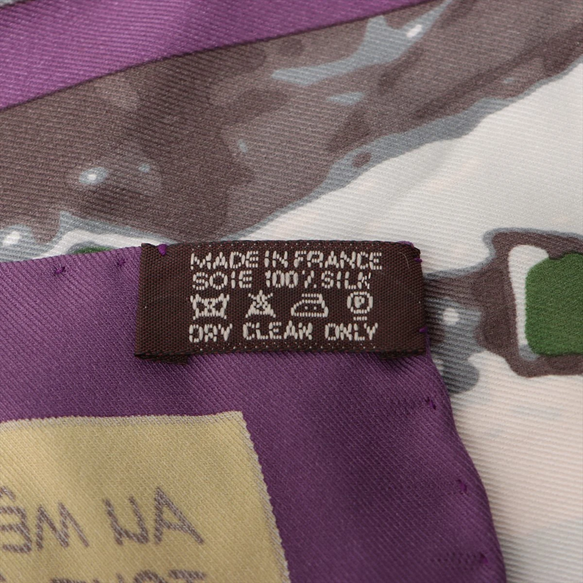 エルメス カレ65 QUAND SOUDAIN スカーフ シルク パープル A3059311