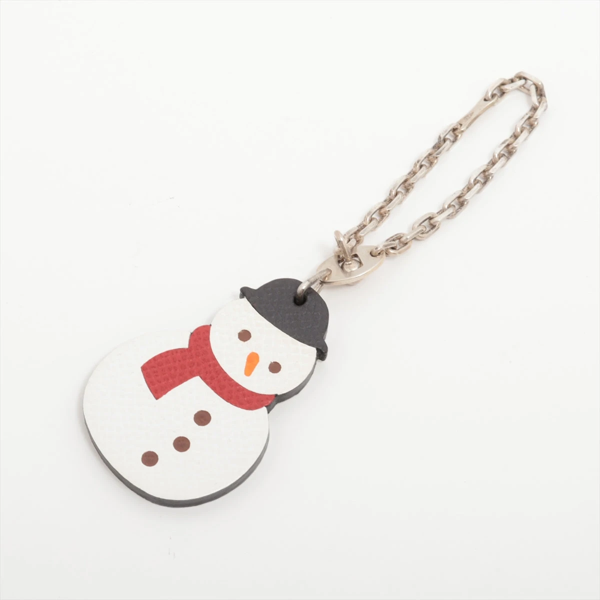 エルメス スノーマン 雪だるま チャーム レザー×メタル ホワイト