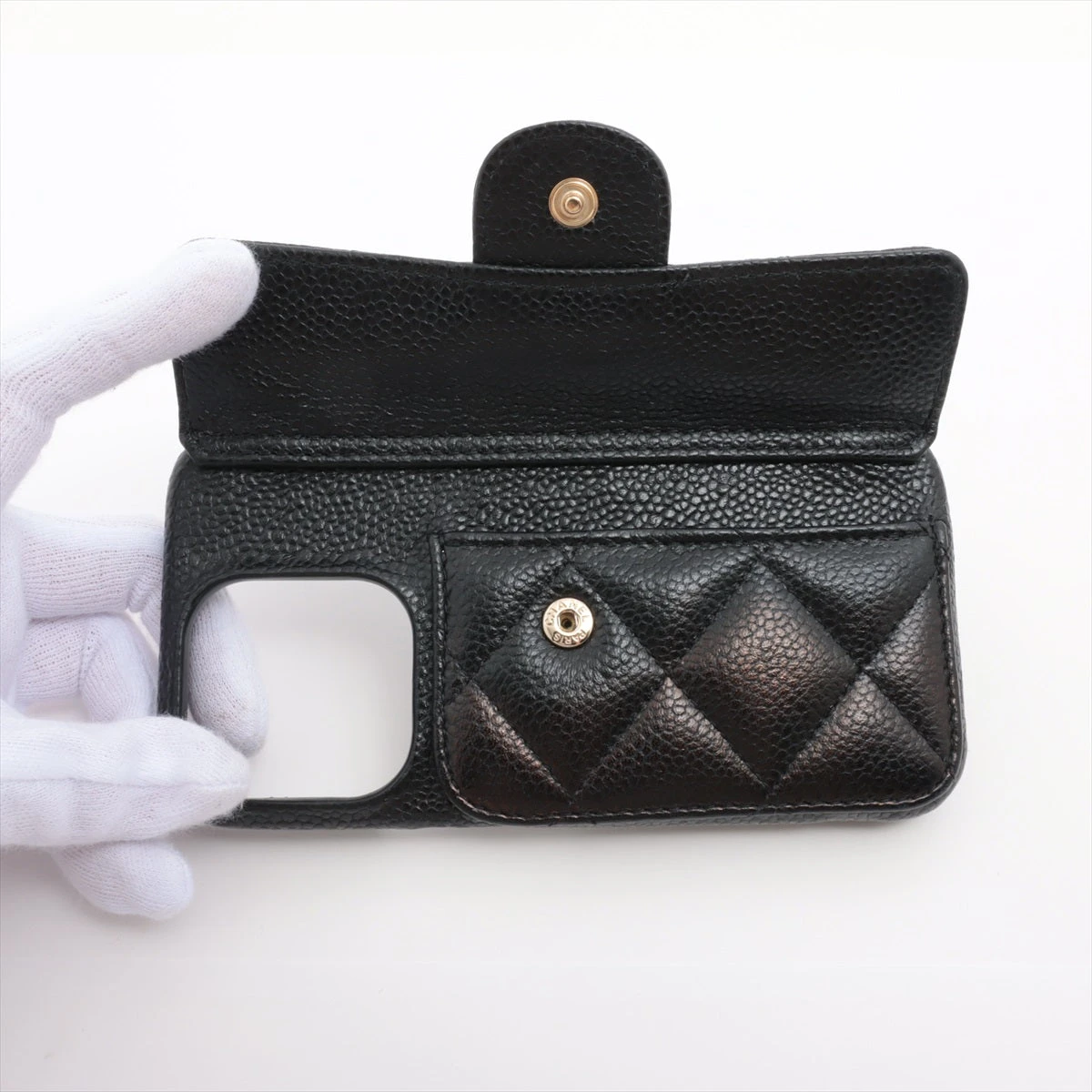 シャネル マトラッセ キャビアスキン iPhoneケース ブラック