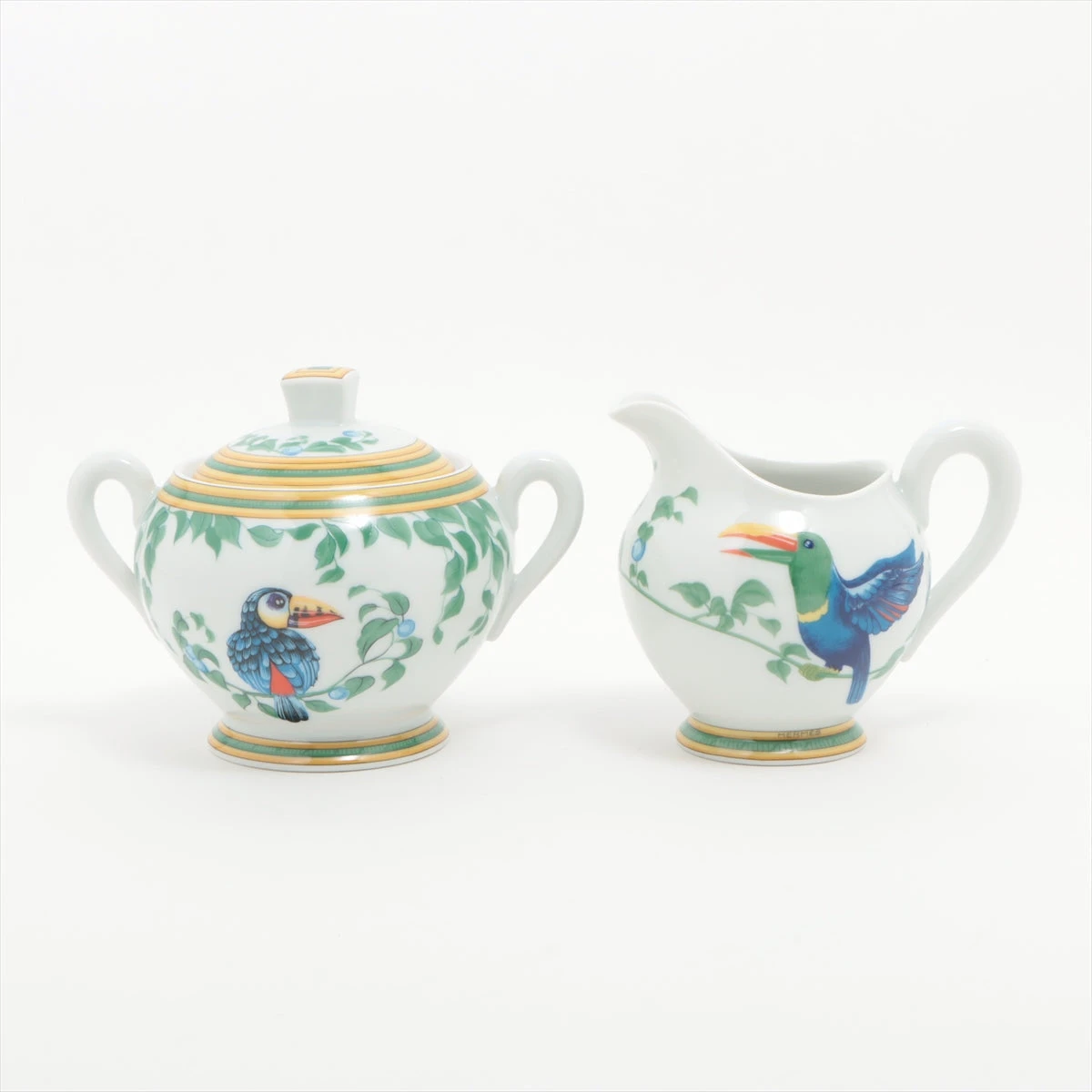 エルメス トゥカン ポット 陶器 グリーン×イエロー シュガーポット