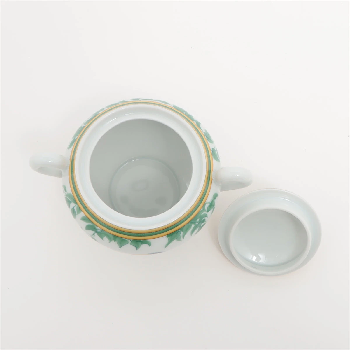 エルメス トゥカン ポット 陶器 グリーン×イエロー シュガーポット