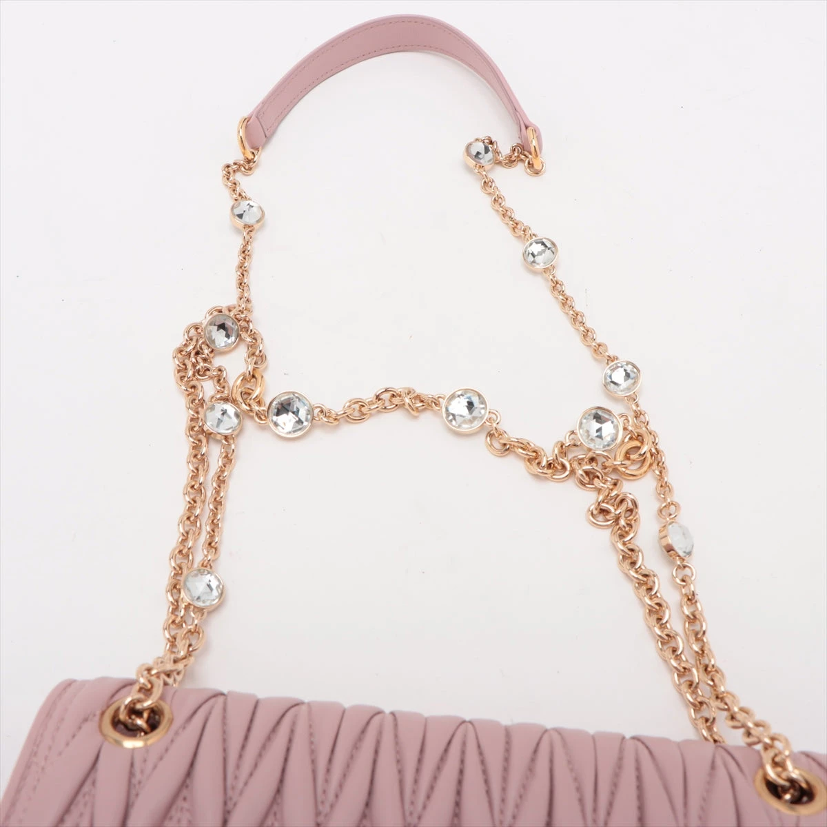 ミュウミュウ マテラッセ レザー チェーンショルダーバッグ ピンク