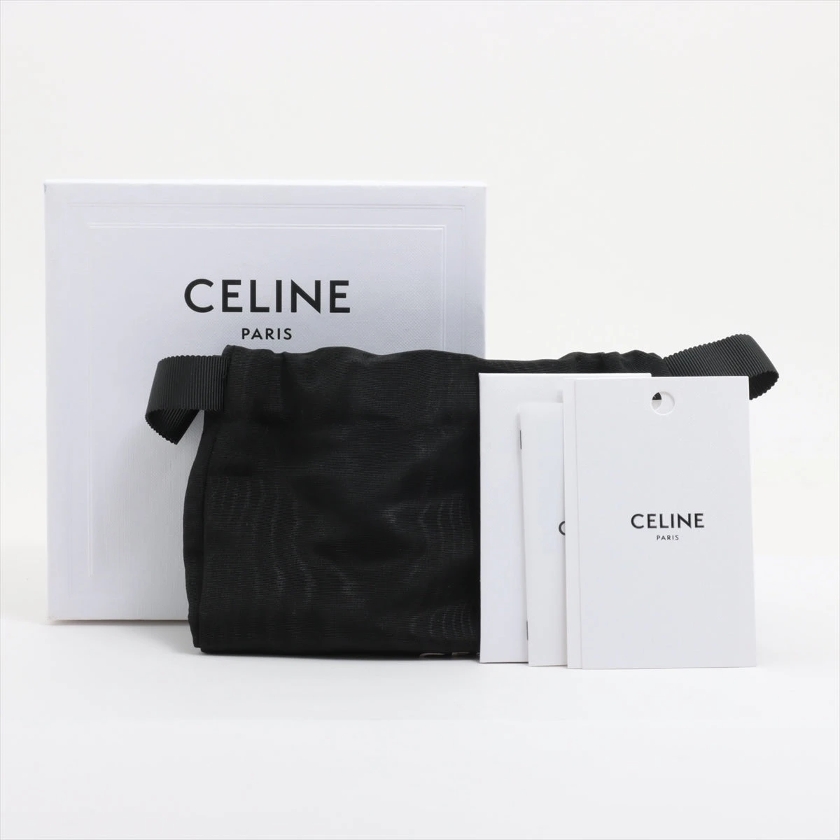 セリーヌ ダブルループ ベルト 85 レザー×GP ブラック×ゴールド