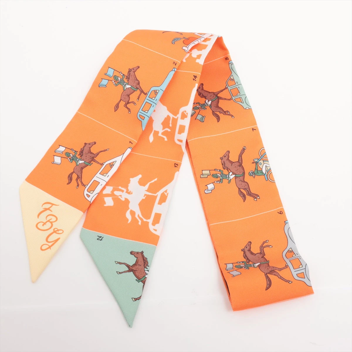 [定休日以外毎日出荷中] シルク スカーフ エルメス オレンジ PARADE HERMES ツイリー 小物