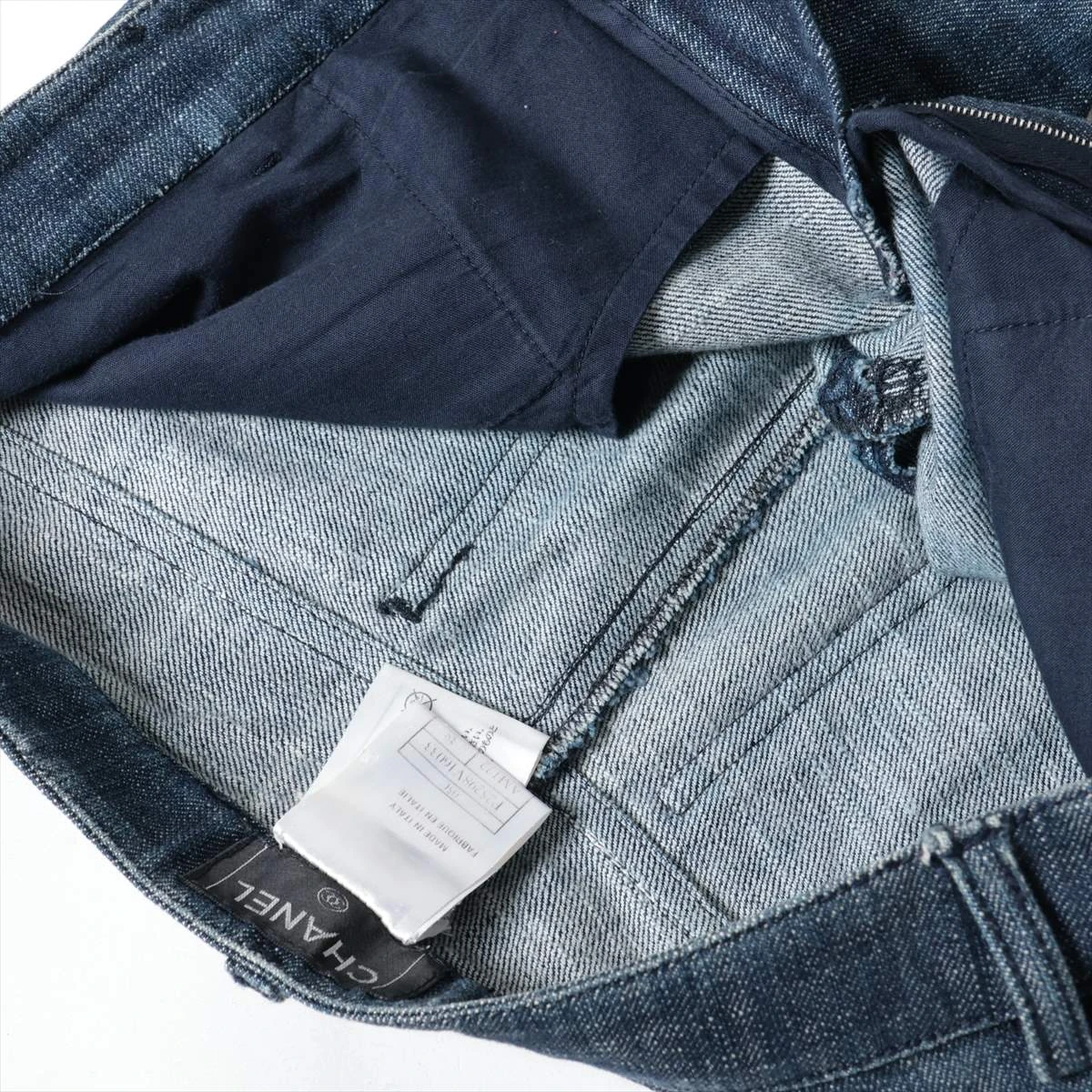 シャネル ココボタン 05C コットン デニムパンツ 38 レディース ブルー