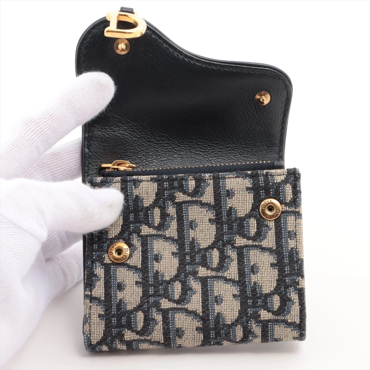 クリスチャンディオール　サドルウォレット　トロッター柄　キャンバス　オブリーク CHRISTIAN DIOR クリスチャンディオール サドル ミニウォレット