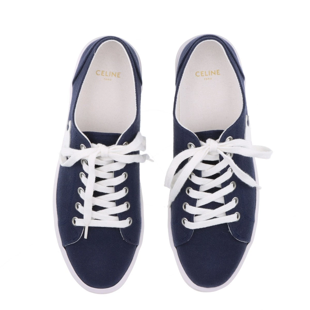 セリーヌ トリオンフ 厚底 ネイビー キャンバス スニーカー