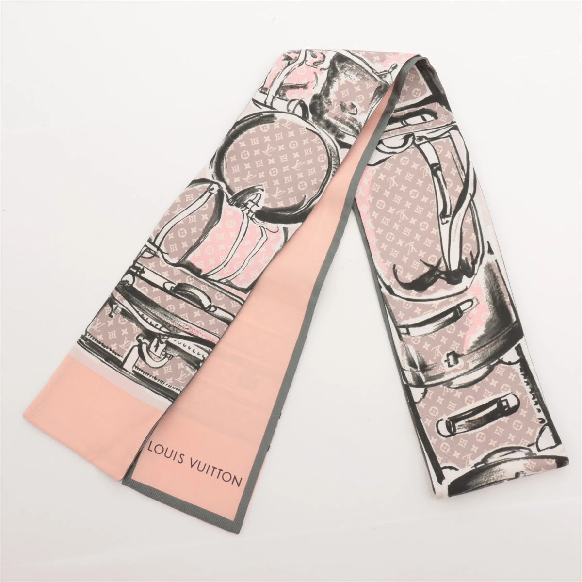 ヴィトン M73965 バンドー トランク MR0337 スカーフ シルク ピンク