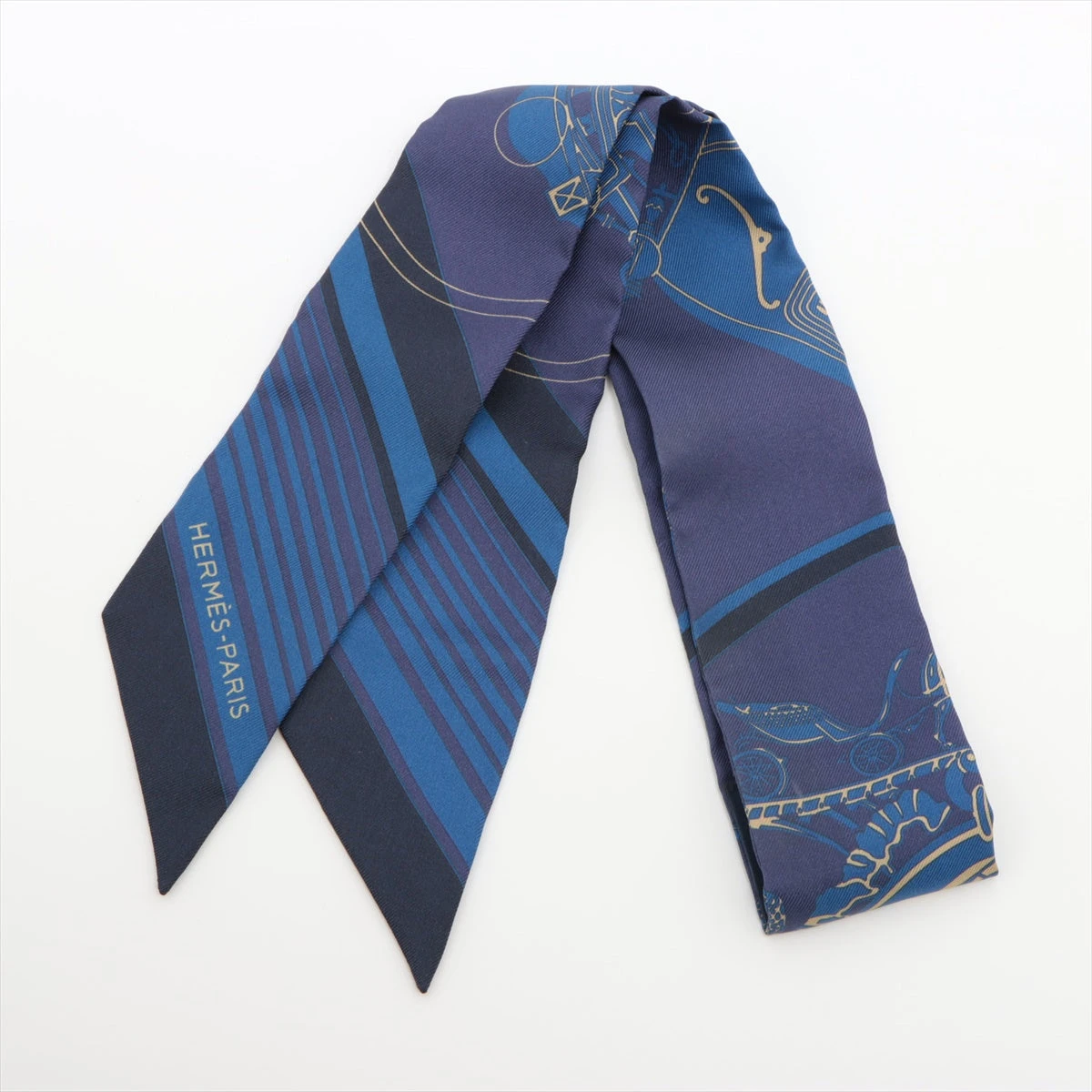 エルメス ツイリー Ex Libris エクスリブリス ツイリー シルク ブルー