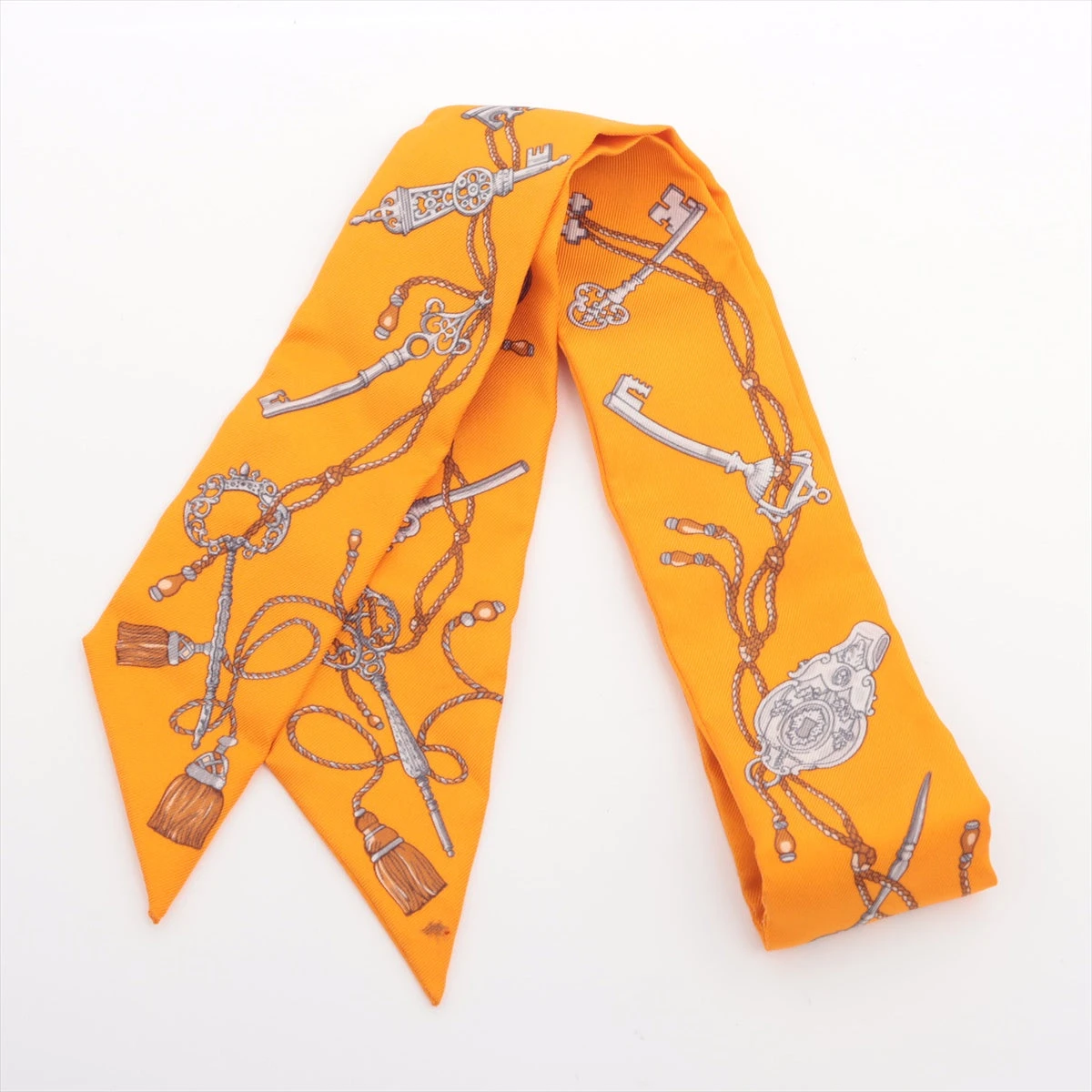 エルメス ツイリー LES CLES 鍵 スカーフ シルク オレンジ A3033065