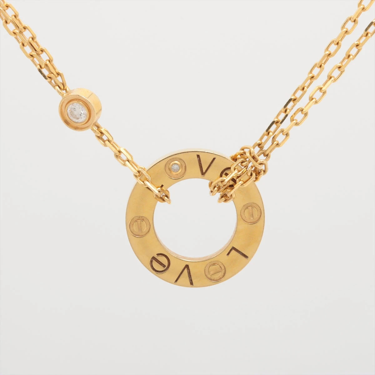 カルティエ ラブサークル 2P ダイヤ ネックレス 750(YG) 6.3g A3037833  