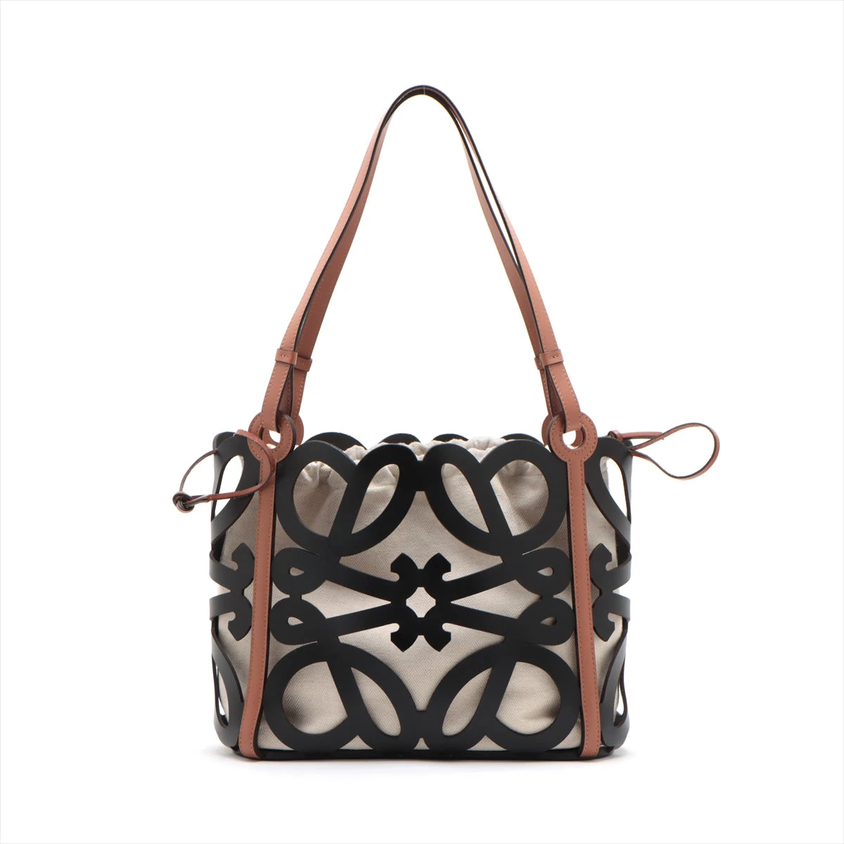 ロエベ アナグラム カットアウト レザー トートバッグ ブラック