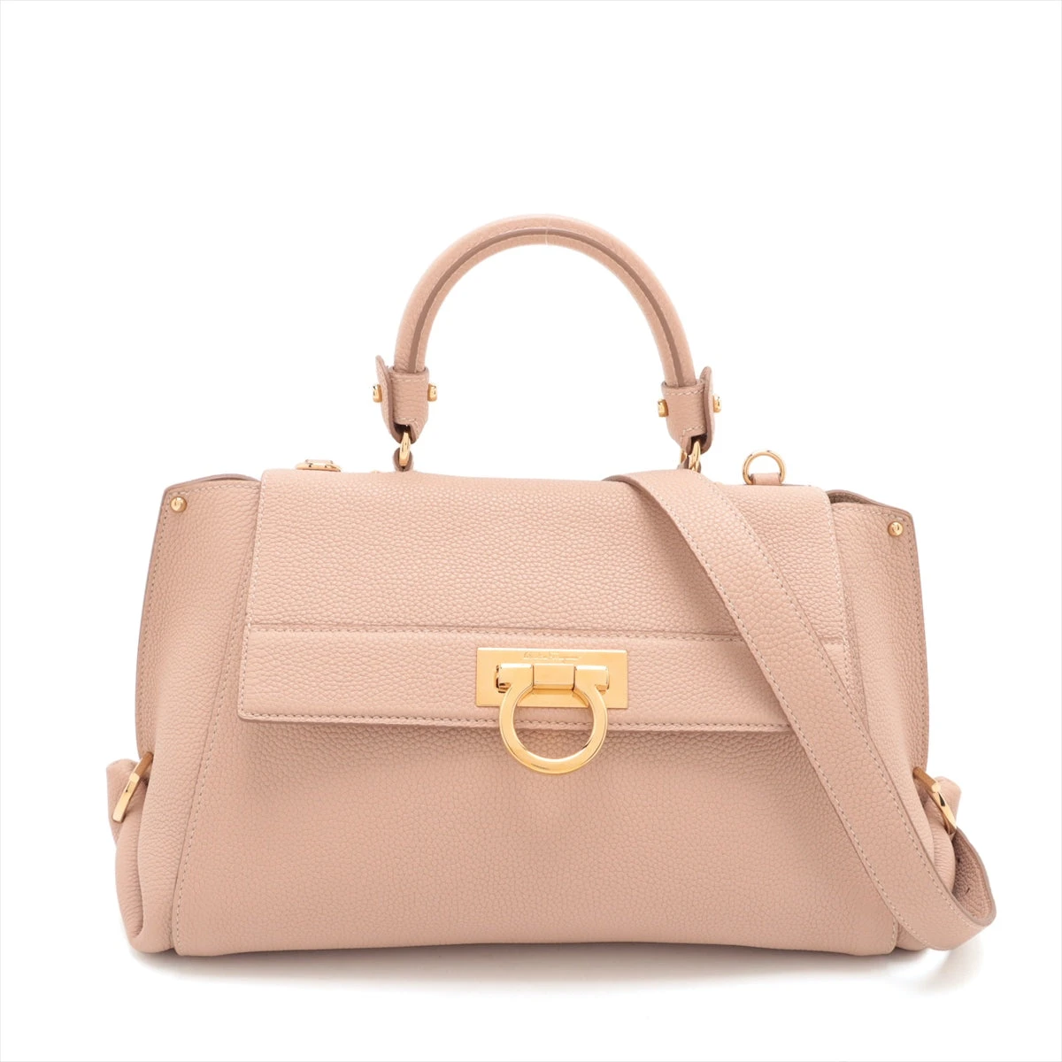 フェラガモ ソフィア レザー 2WAYハンドバッグ ピンクベージュ