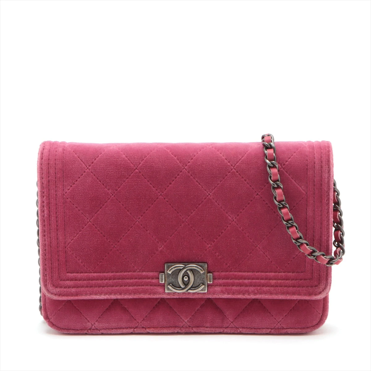 極美品✨シャネル　ショルダーバッグ　ボーイ　ベロア　シルバー金具　ピンク BOY CHANEL CHANEL/シャネル BOY CHANEL/ボーイシャネル