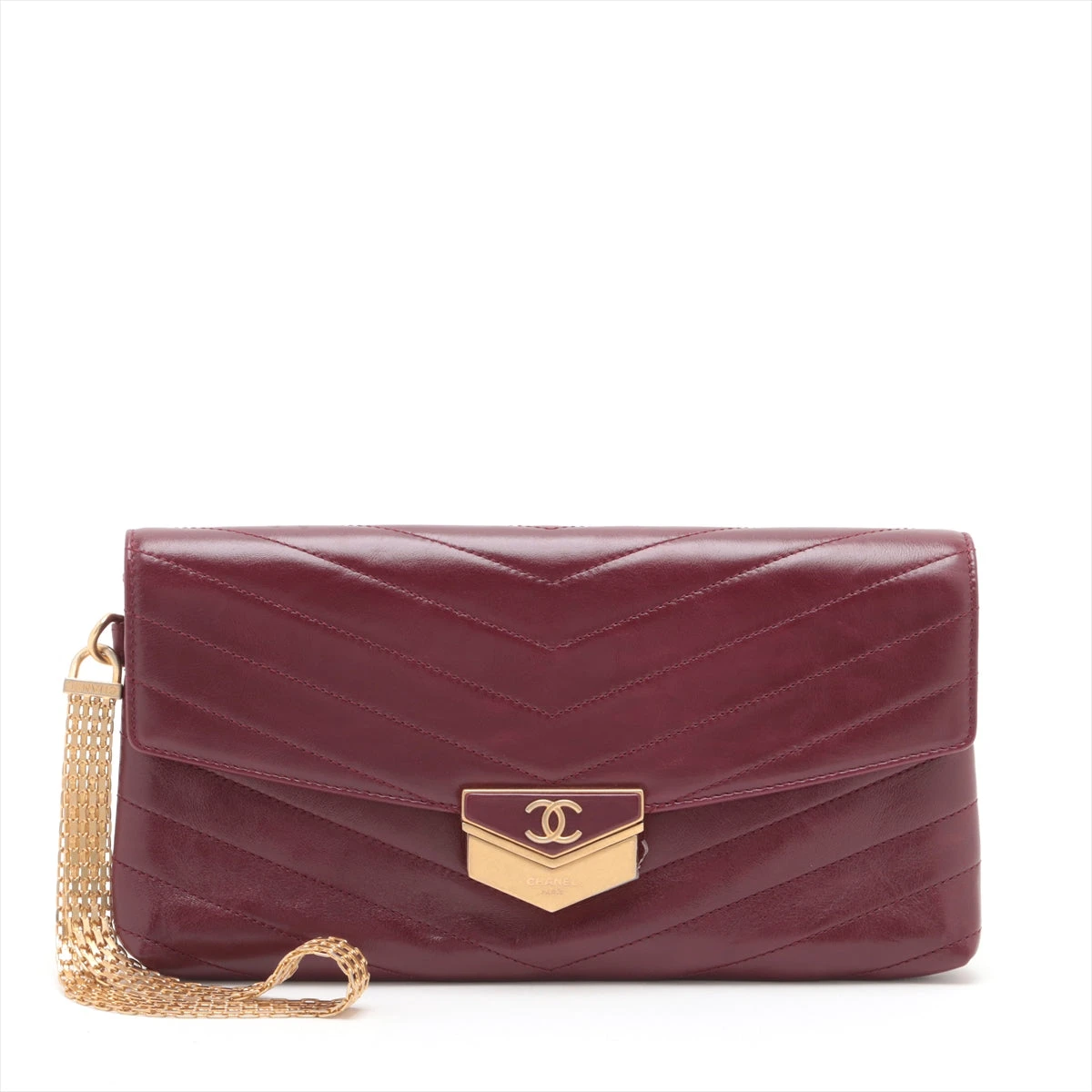 CHANEL ラムスキン Vステッチ クラッチバッグ【ランク:AB】 シャネル Vステッチ クラッチバッグ/セカンドバッグ｜中古