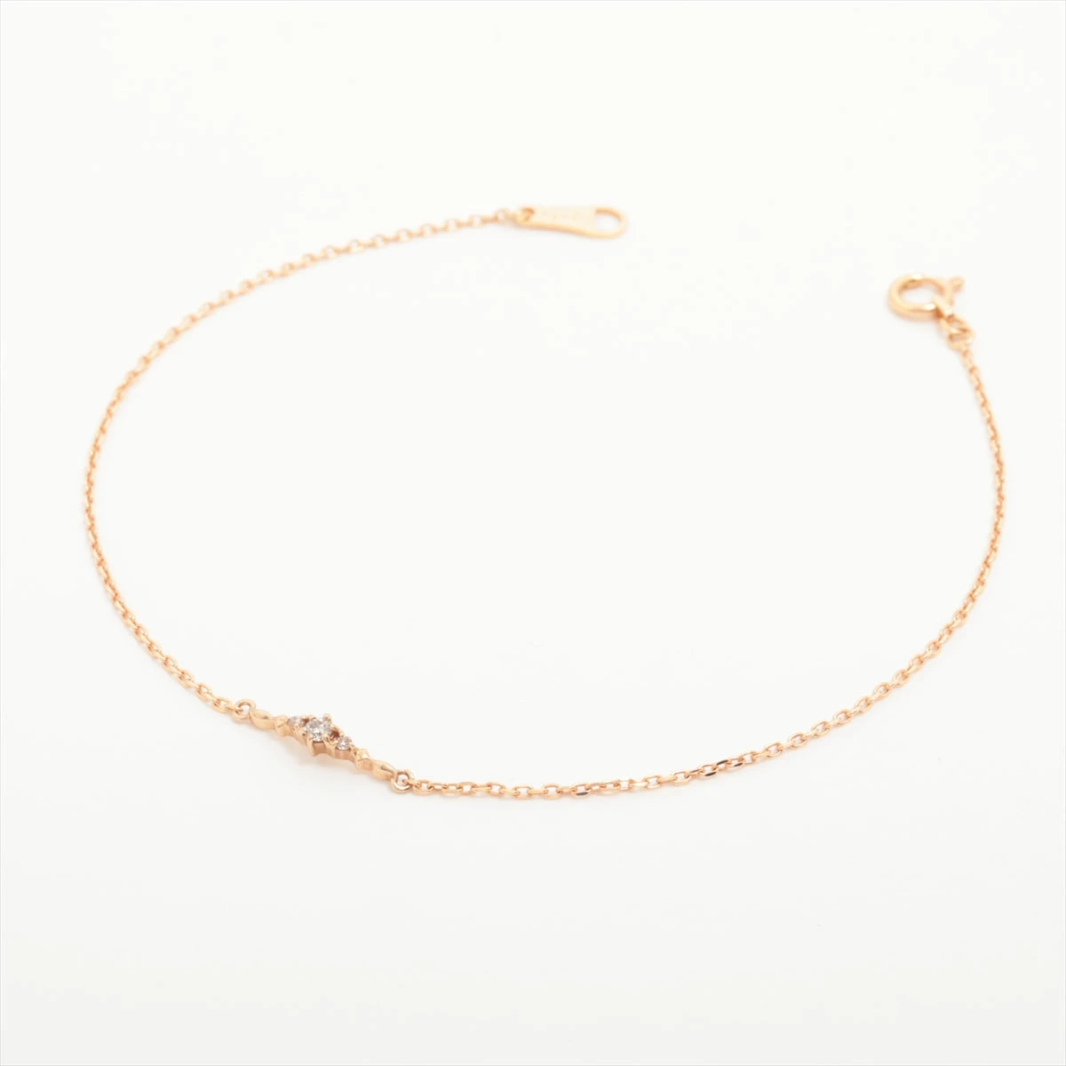 アガット ダイヤ ブレスレット K18(PG) 0.9g 0.04 DP017314｜中古