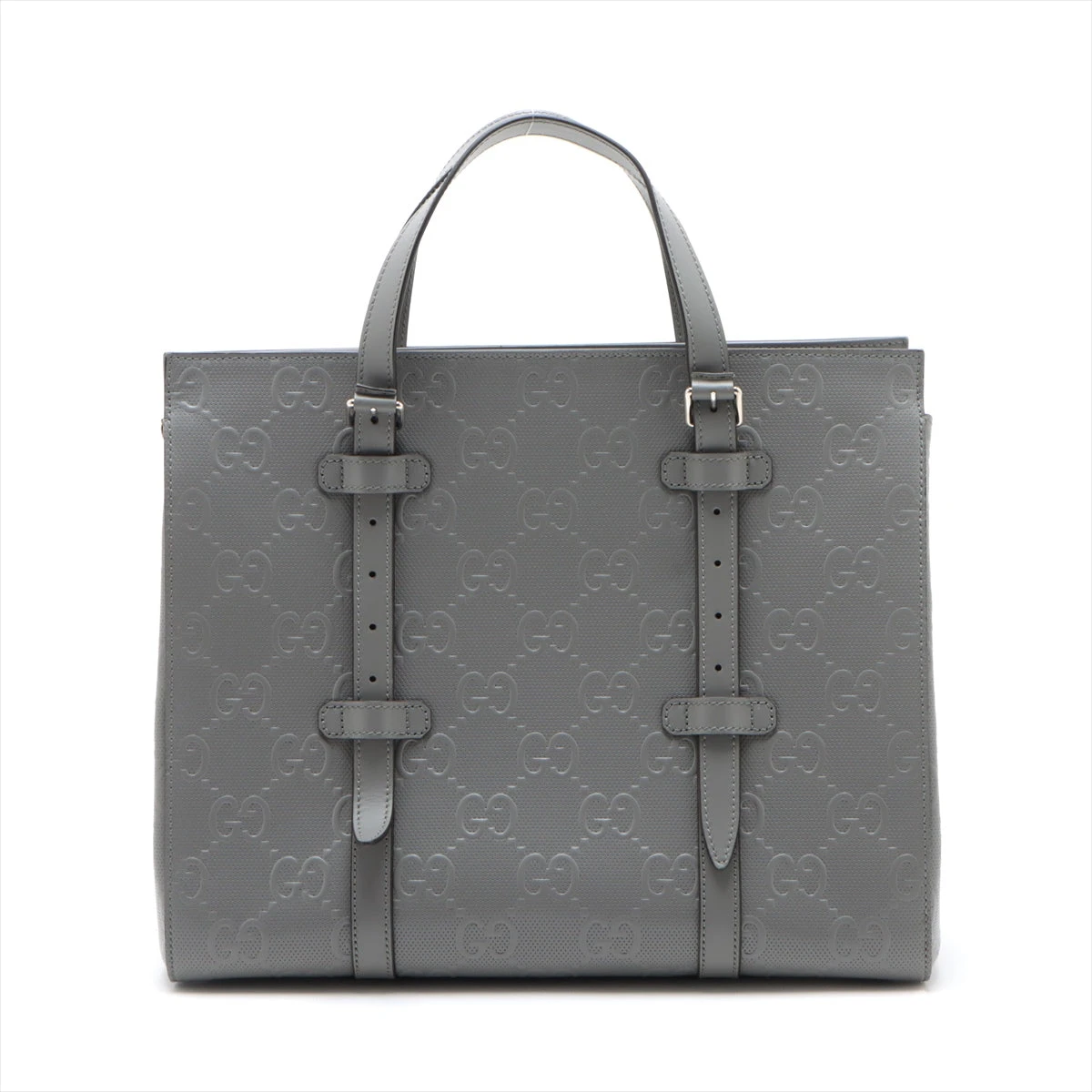 グッチ GGエンボス レザー トートバッグ グレー 625774 A3053892