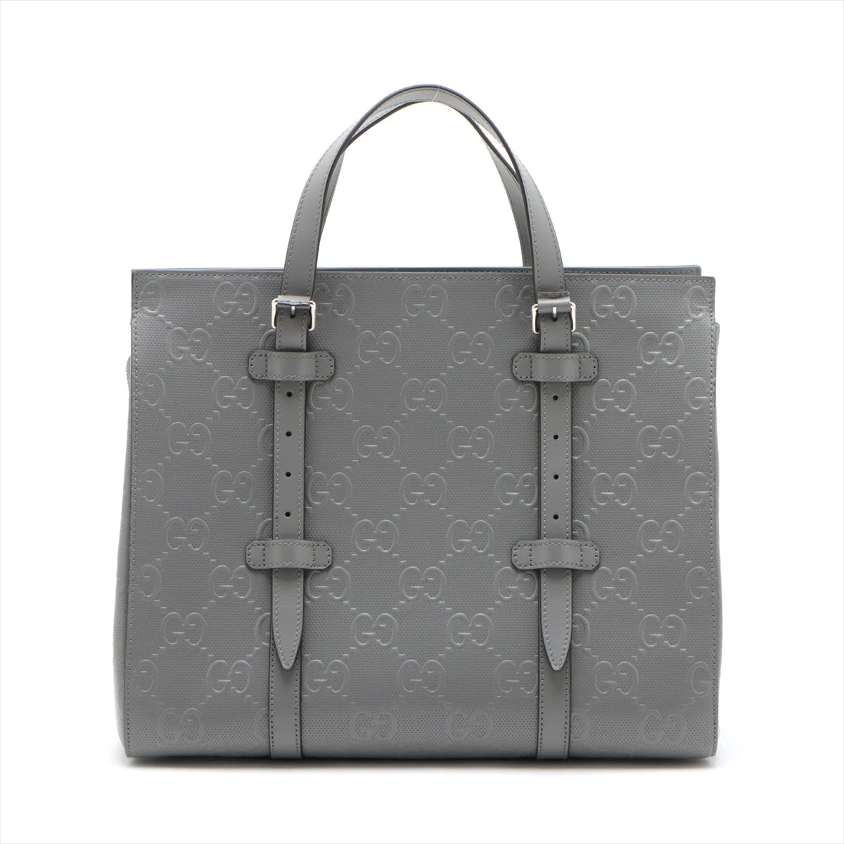 グッチ GGエンボス レザー トートバッグ グレー 625774 A3053892