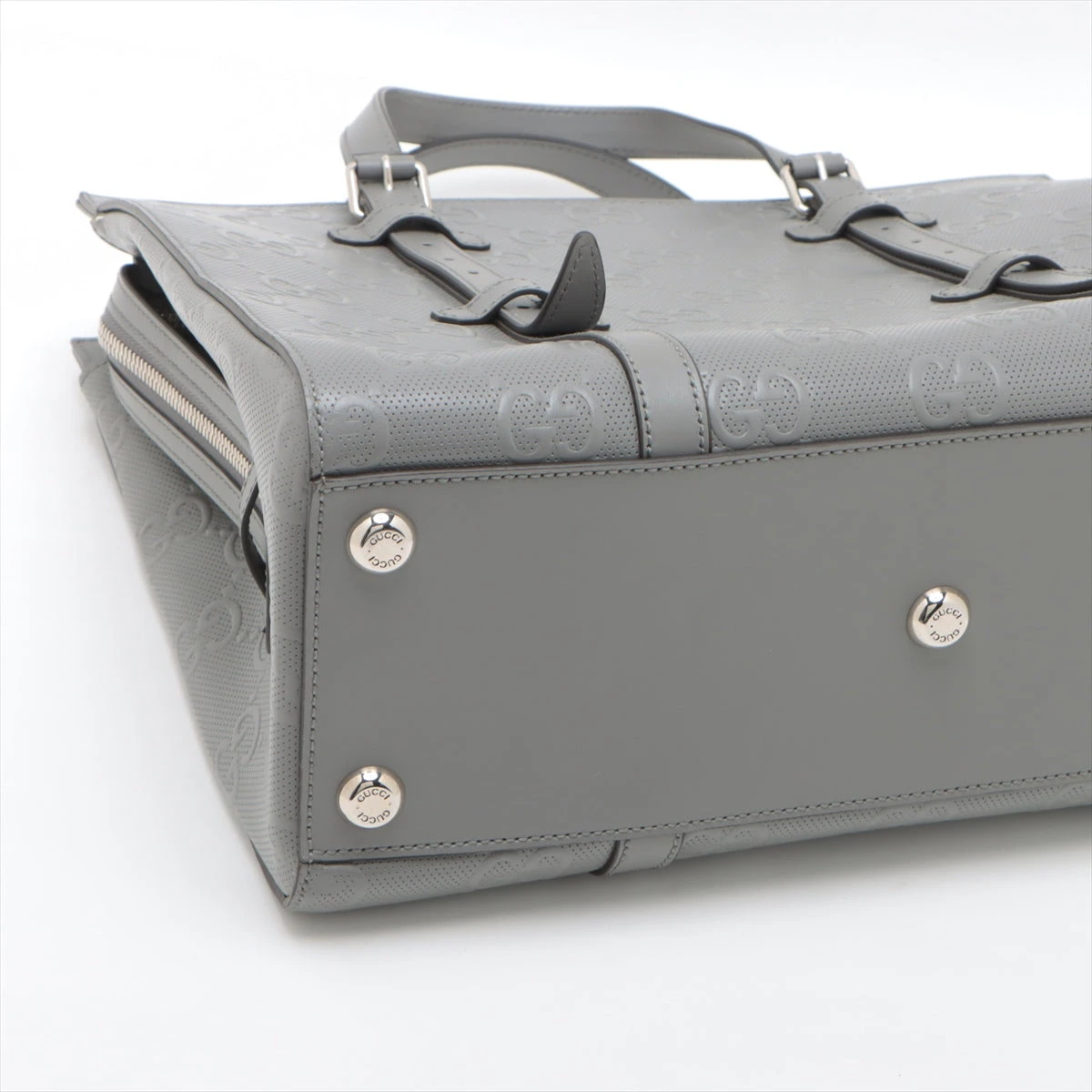 GUCCI GGエンボスレザー グレー トートバッグ グッチ GGエンボス レザー トートバッグ グレー 625774 A3053892｜中古
