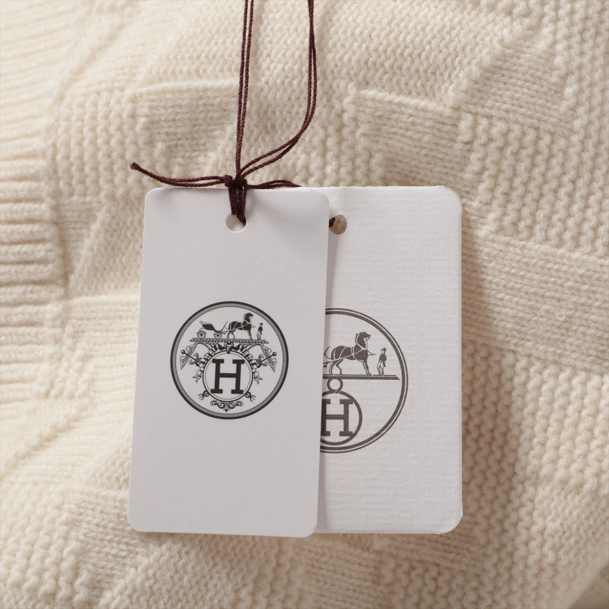 エルメス 24AW ウール ニットワンピース 36 レディース アイボリー