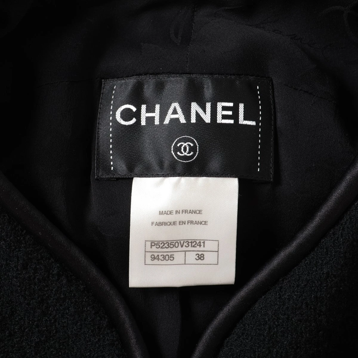 シャネル ココボタン P52 ウール×ナイロン ノーカラージャケット 38