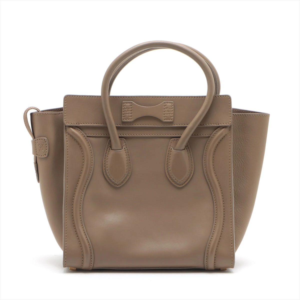 CELINE レザートートバッグ ブラウン ブラック セリーヌ CELINE ターンロック ロゴ エンボスレザー トート
