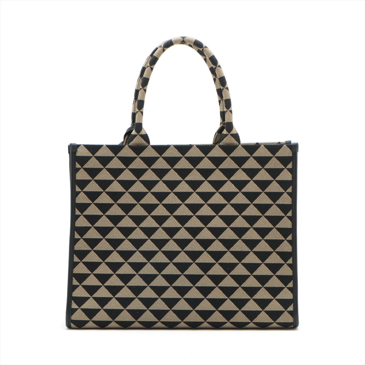 プラダ ジャガード トートバッグ ブラック×ベージュ 1BA356 AP085914