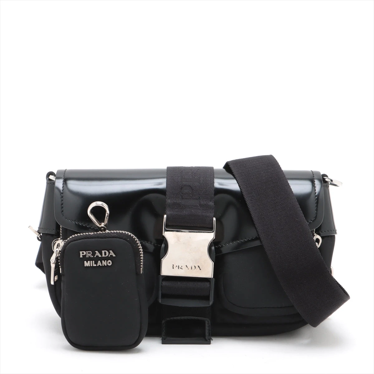 プラダ テスート ナイロン×レザー ショルダーバッグ ブラック 1BD295  