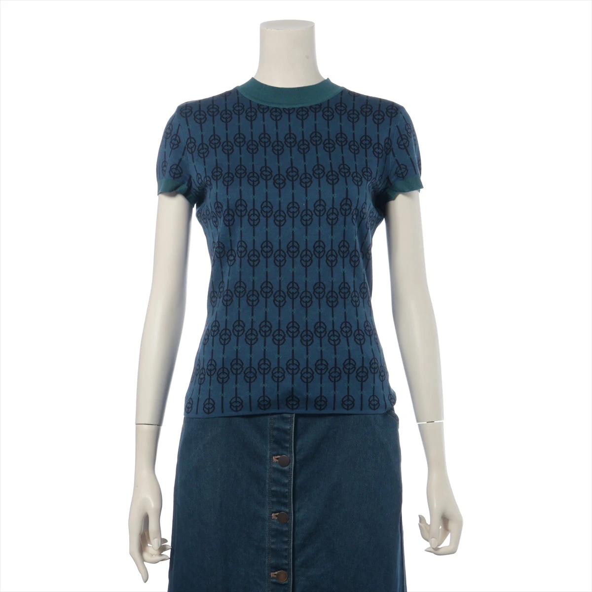 HERMES エルメス 半袖ニット エプロンドール バンダナ 38