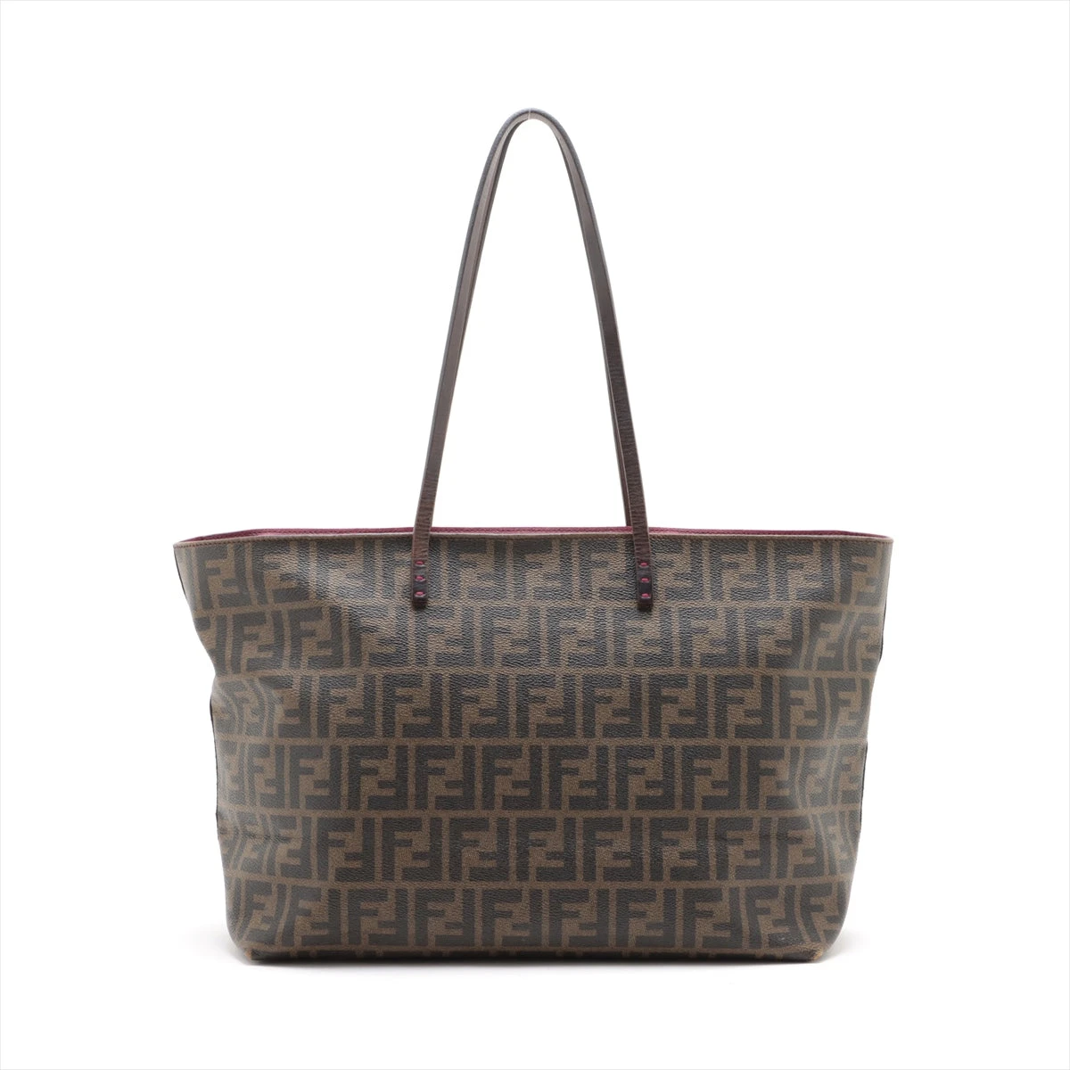人気✨FENDI トートバッグ ズッカ柄 PVC A4可能 ブラウン レザー フェンディ ズッカ PVC×レザー トートバッグ ブラウン 8BH185