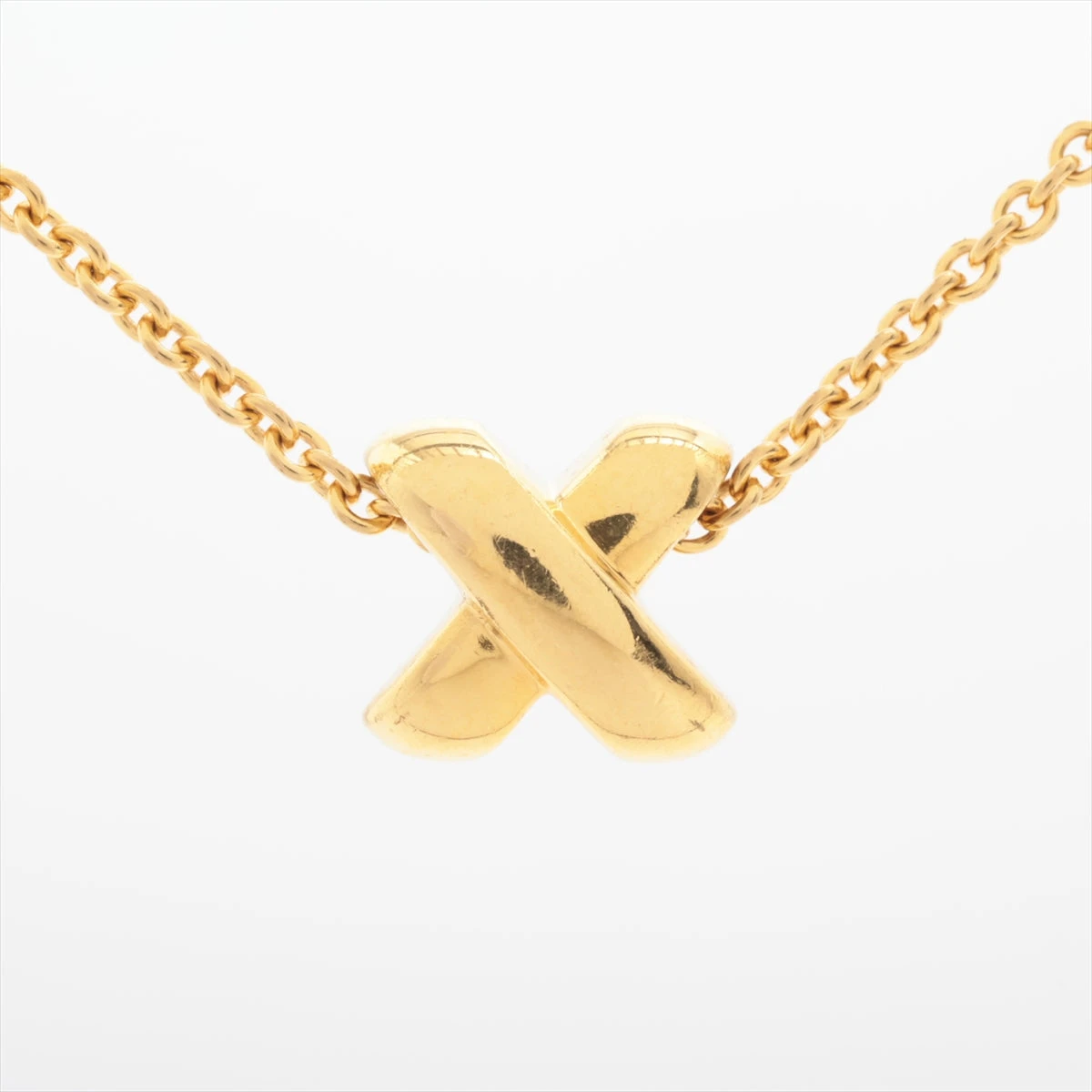 ティファニー YG K18 リーフクロスネックレス TIFFANY&Co. ティファニー チェーンクロスハートクリスタル
